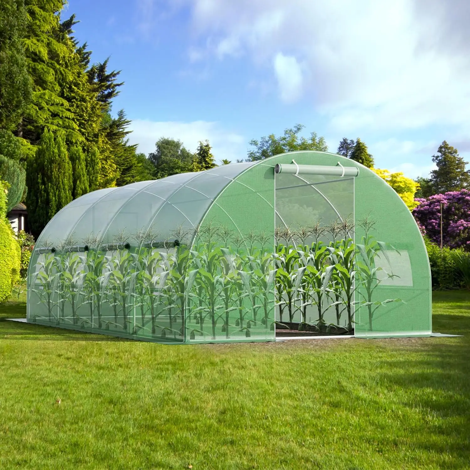 Giantex Greenhouse, 20 X 10 X 6.5 Ft Large Walk In Greenhouse Outdoor, Heavy-Duty Galvanized Steel Frame, 2 Zippered Doors,