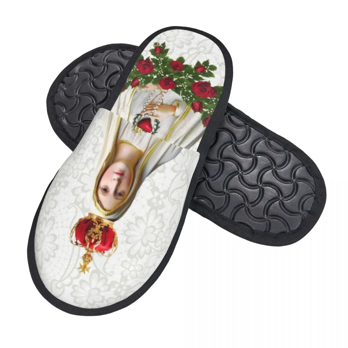 Our Lady Of Fatima Virgin Mary Comfy Scuff With Memory Foam Slippers Women Portugal Rosary Catholic Hotel House Shoes