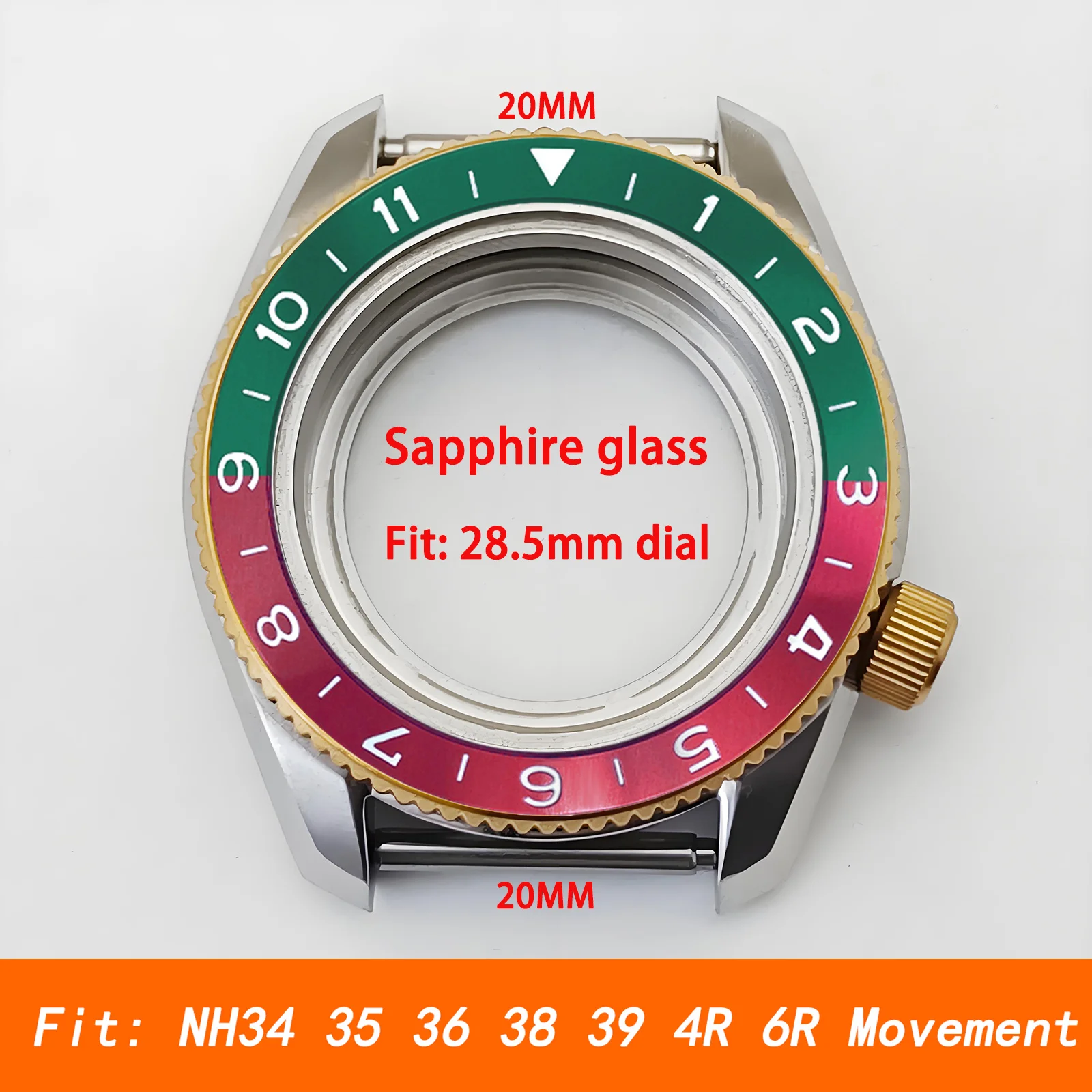 

Mod SPB185 187 Case NH35 Case Gold Bezel Aluminum Insert Sapphire Glass 3.8 Crown Stainless Steel Case