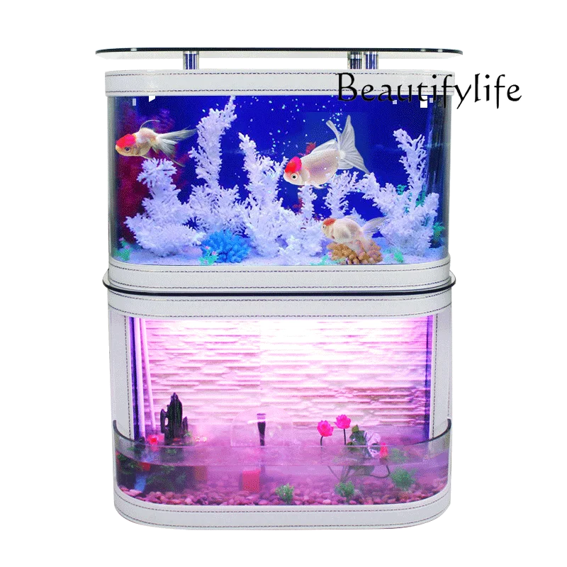

European fish tank medium and large living room household luxury feng shui water curtain wall water-free glass aquarium