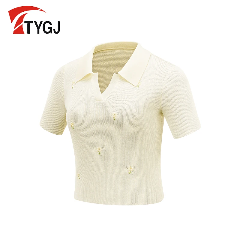 Ttygj Damen Golf tragen Kurzarm Golf T-Shirts Frühling/Sommer schnell trocknende kurze Strickwaren Polos hirt für Outdoor-Sportarten