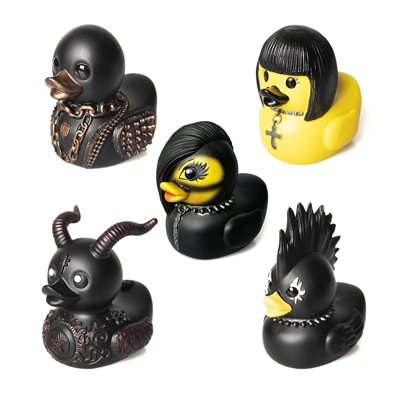 Funny Death Rock Duck Statue Devil Duck Ornament Mysterious Devil Elements Dashboard Car Interior Decoration Accessories