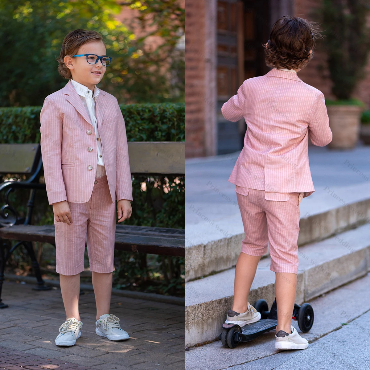 Kid Blazer For Baby Boys Pink Dinner Tuxedos Little Kids For Wedding Party Prom Birthday Wear 2 Pieces( Jacket+Pants)