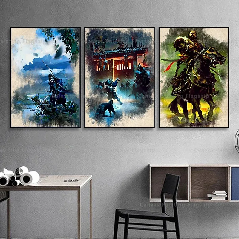 Ghost of Tsushima Game Posters and Prints Japanese Samurai Wall Art Pictures Canvas Painting for Modern Living Room Home Decor