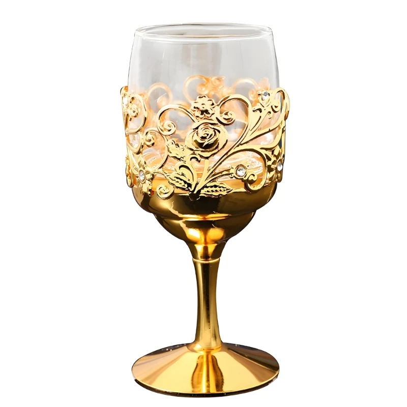 F92B Artistic Wrought Iron Detail Liquor Glass For Wine Tasting And Home Decoration Elegant Beverage Cup