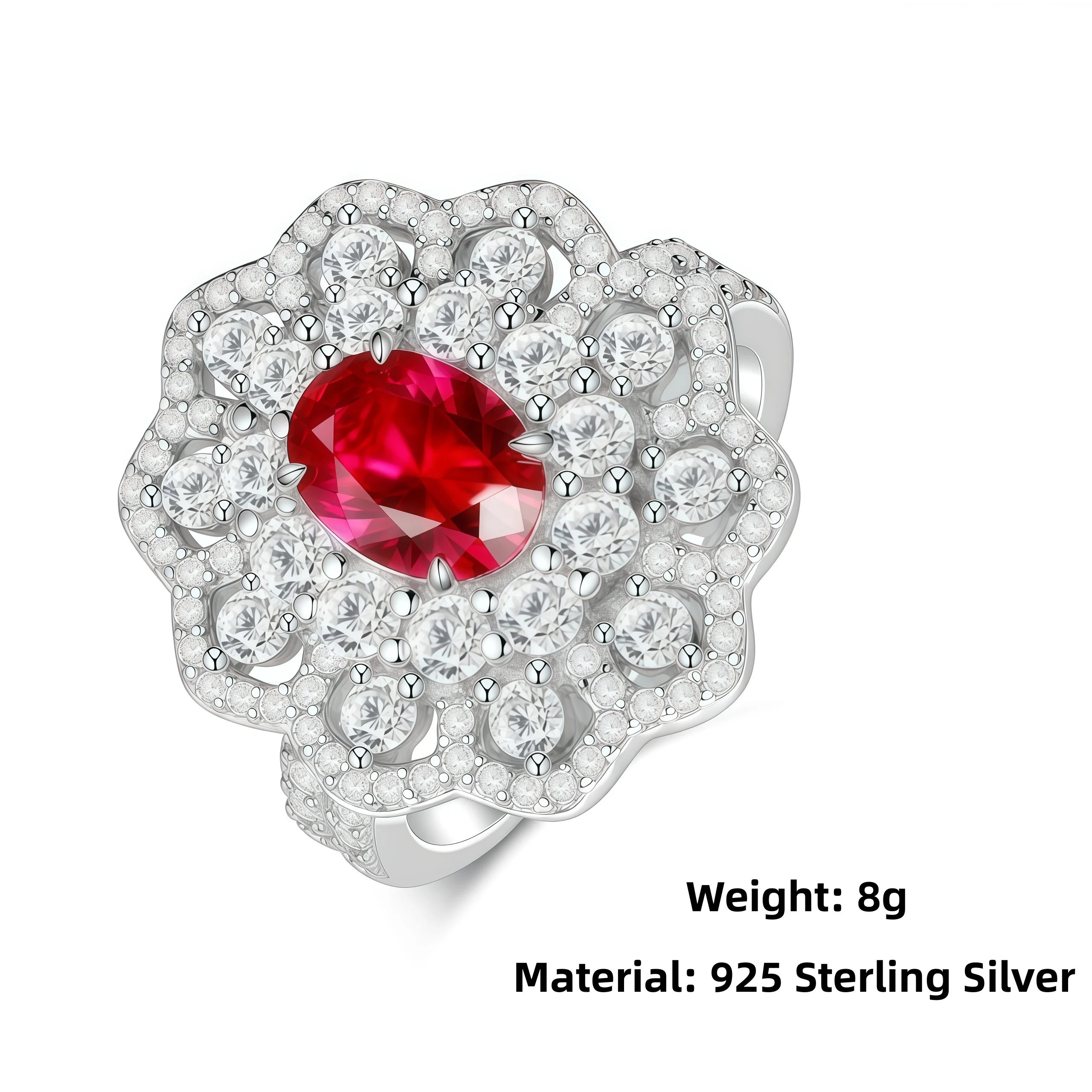 WENXIN العلامة التجارية عالية الجودة المبيعات الساخنة الكلاسيكية حمامة الدم الأحمر البيضاوي الدائري مع عالية الكربون الماس والياقوت مجموعة خاتم