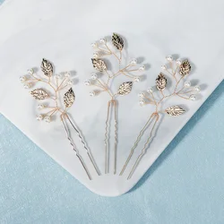 3PK/Set Gold Leaf Hairpin Bridal Wedding Headpieces Classic Mori Hair Clips For Women Party Hair Ornament Jewelry