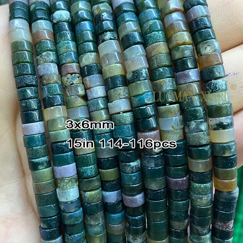 Natural Stone Cylinder India Agate Loose Tube Spacer Beads for Jewelry Making DIY Bracelet Necklace Needwork Accessories 15\'\'