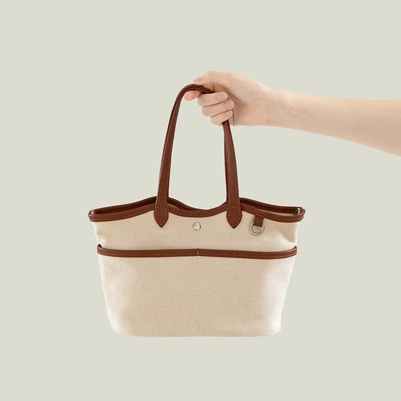 

Korean Women Commuter Canvas Tote Bags Simple Large Capacity Lady Crossbody Bag Solid Color Casual Handbags