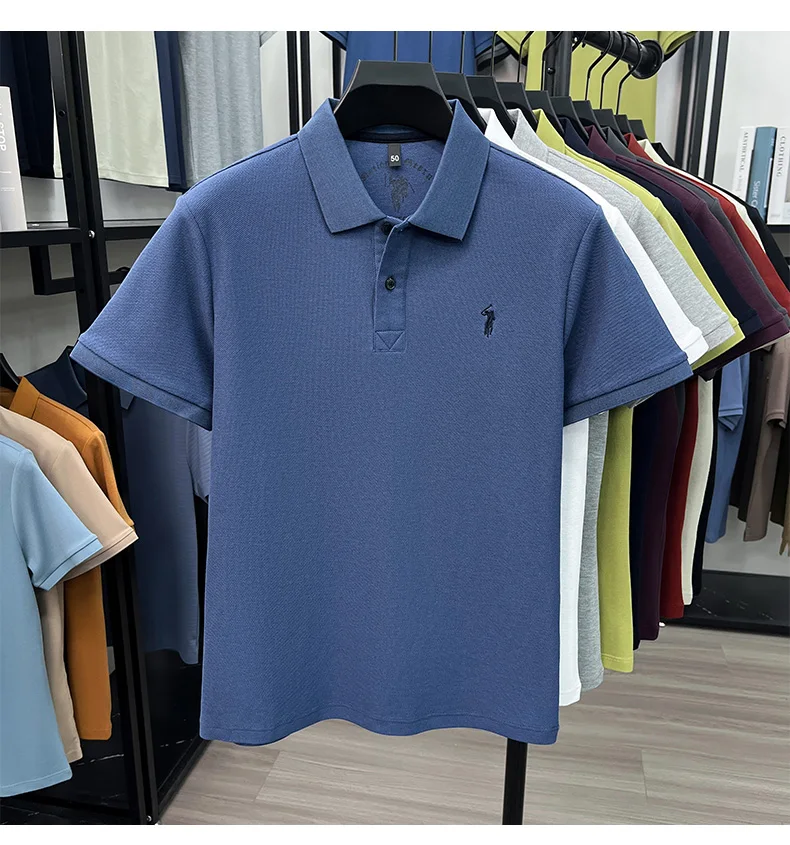 High-End 100% Baumwolle Kurzarm Polo Shirt Sommer Mode Luxus Marke Pony Stickerei T-Shirt Business Freizeit Golf Herrenkleidung – Detail 30