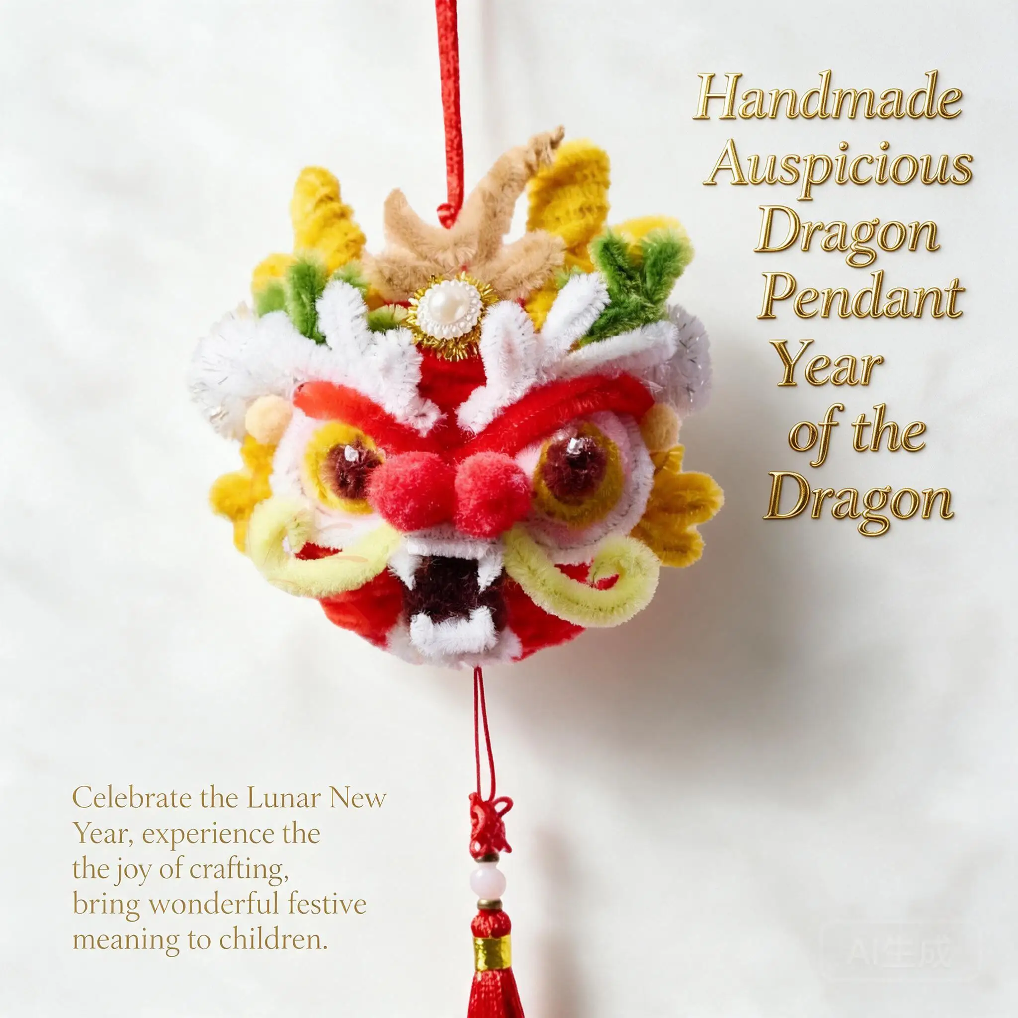 Diy Pipe Cleaner Lucky Dragon Hanging Ornament Kit For Teens Chinese New Year Spring Festival Car Decor Team Building Craft Gift