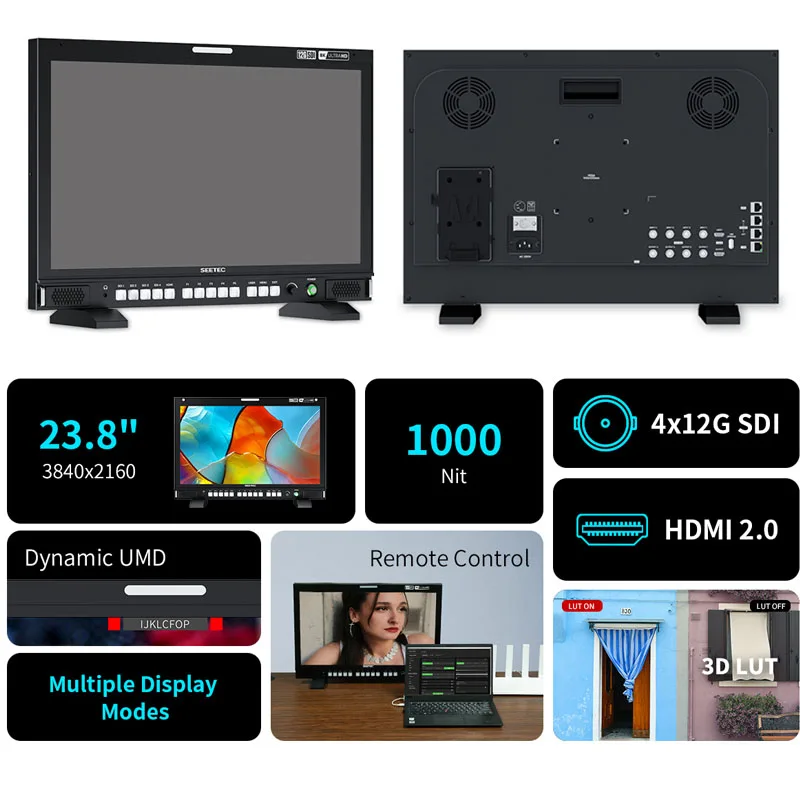 SEETEC S24 23.8inch 4K/8K Broadcast Monitor High Brightness 1000nit 4x12G-SDI HDMI UltraHD 3840x2160