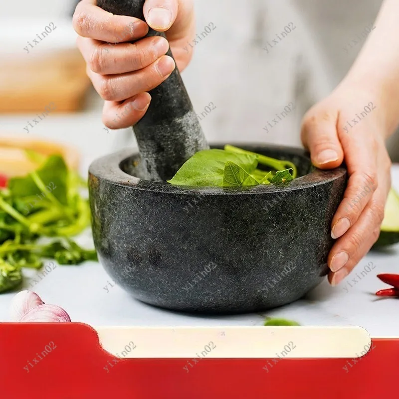 

Vintage Granite Mortar and Pestle Set Manual Garlic Grinder for Kitchen