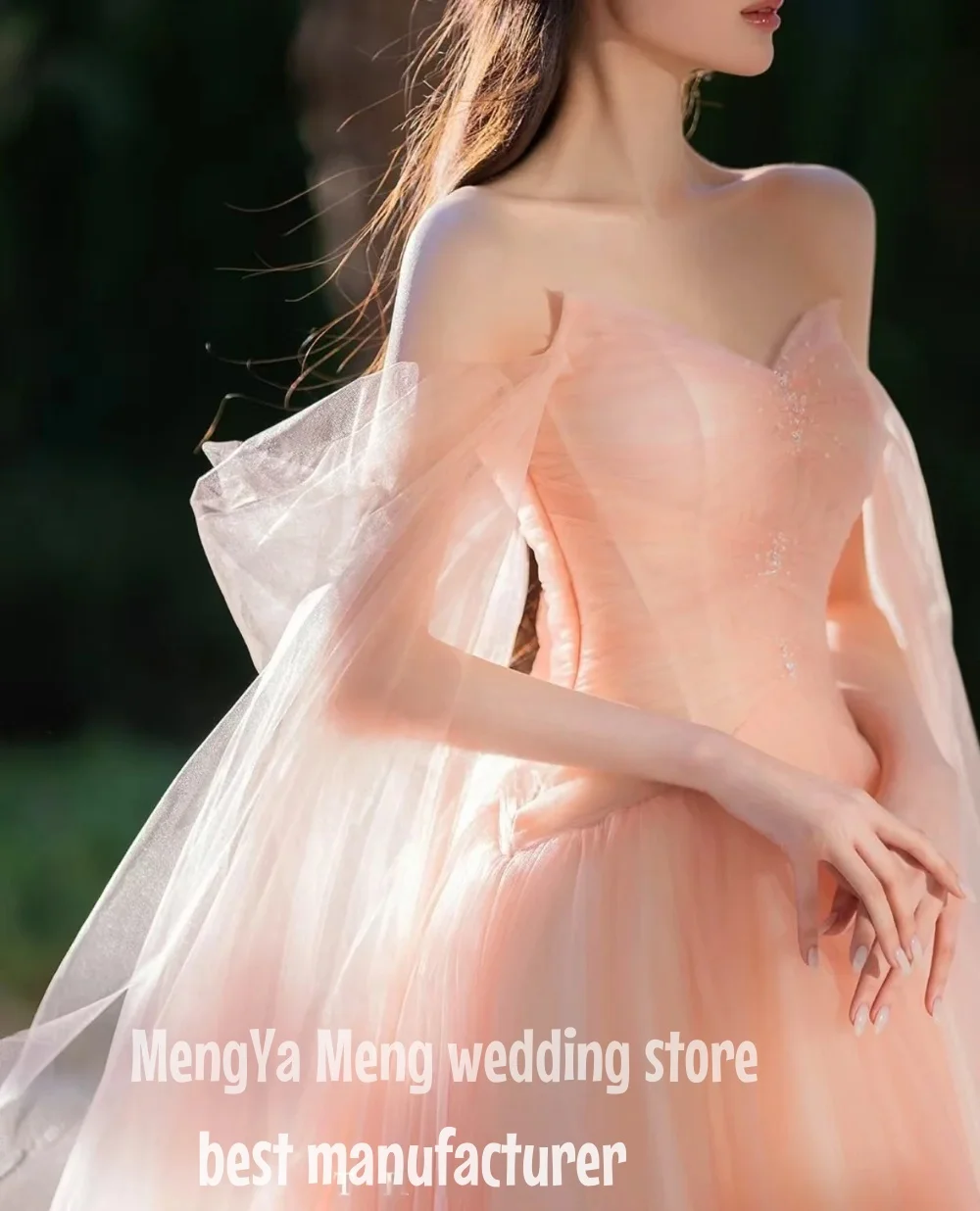 ZHUISHU エレガントでロマンチックなブラッシュウェディングドレス韓国の写真撮影恋人シアーブライダルドレスプリンセスチュールハイエンドCustomizd