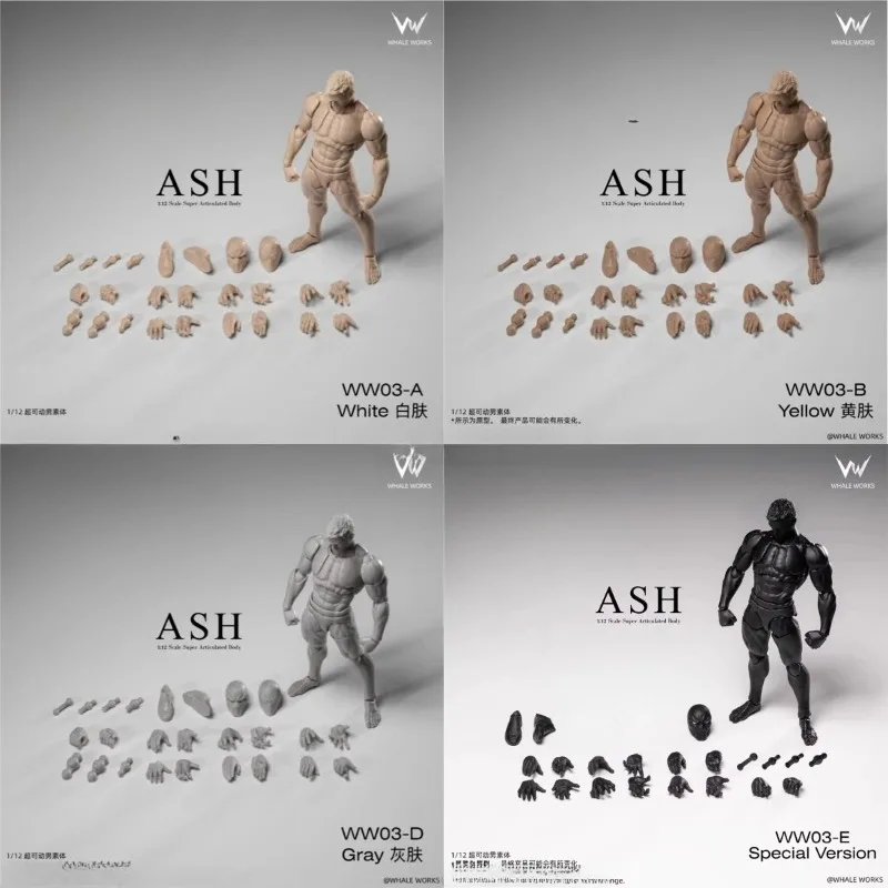 Image of ASH Vorverkauf 1/12 Maßstab WHALE WORKS Spielzeug Super Artikulierte Männliche Körperpuppen Austauschbarer Kopf Sammler-Actionfiguren