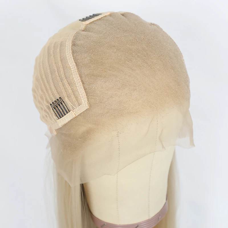 긴 스트레이트 레이스 프론트 가발, 천연 헤어라인 합성 레이스 프론트 가발, 13x6 라이트 골드