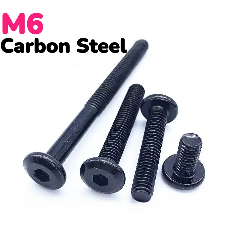 M6 Black Carbon Steel Allen Head Hypotenuse Screws Hex Socket Flat Head Bolts For Furniture Woodworking DIY Windows Doors