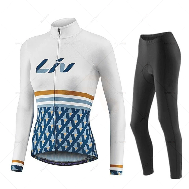 Liv Women Autumn Cycling Jersey Set Men Long Sleeve Quick-Dry Bicycle Clothing MTB Maillot Ropa Ciclismo Road Bike Sports Wear