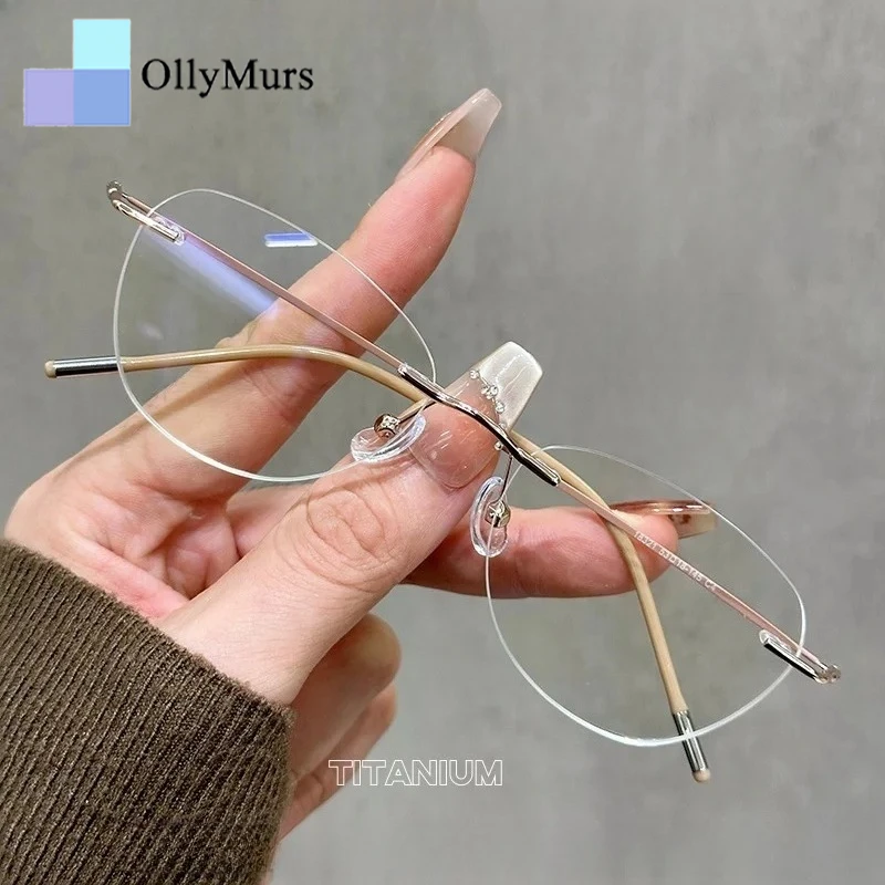 

Women Titanium Rimless Eyewear Frames Men High Quality Rimless Eyeglasses Optical Prescription Ultra Light Glasses L-18321