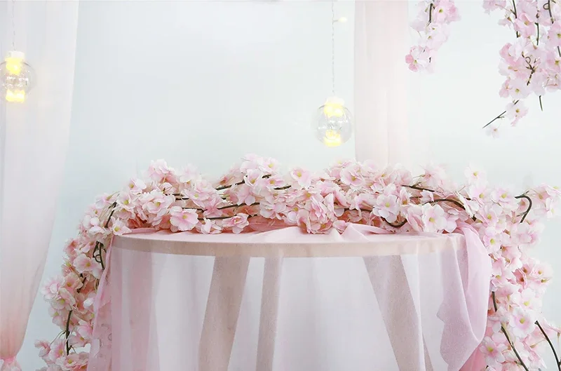 180 cm künstliche Blumen Kirschblüte Sakura Girlande Hochzeit Bogen Garten Hintergrund Home Party Dekoration Seide gefälschte Pflanzen Rebe – Detail 1