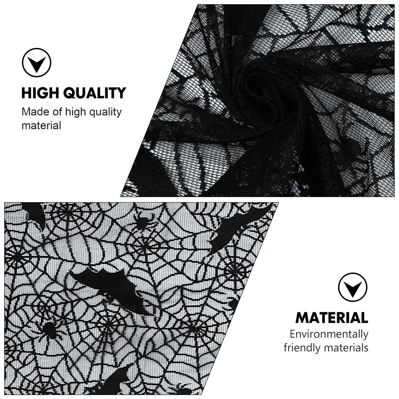

1Pcs Halloween Spider Web Lace Table Cloth Black Spider-Shaped Tablecloth Decor for Haunted House Party Halloween Tablecloth