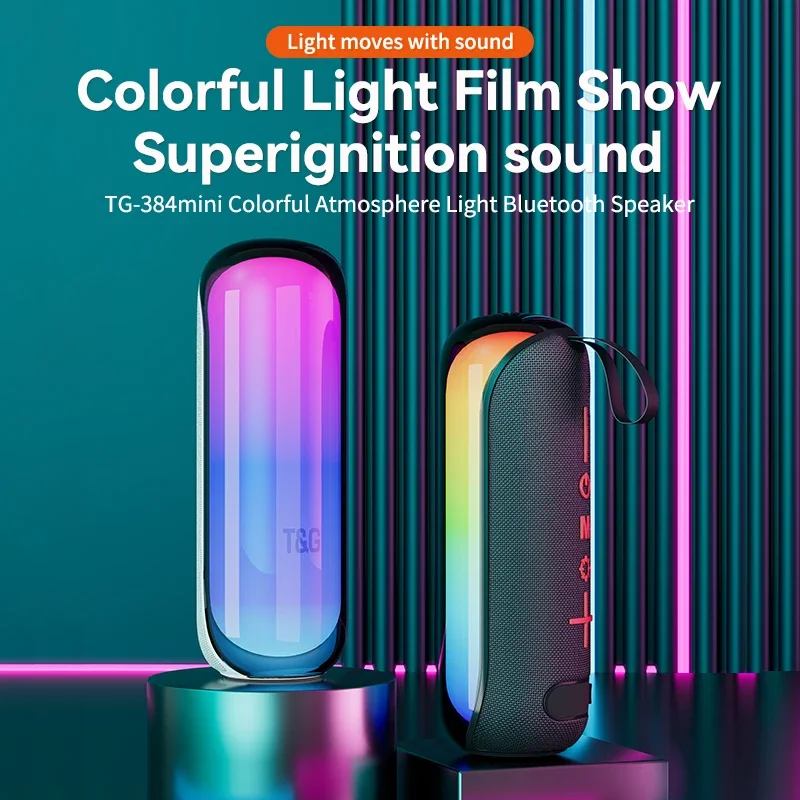 Portable LED Flashing Bluetooth Speaker Mini Outdoor Waterproof Speakers FM Radio TWS Wireless Stereo Subwoofer TF USB AUX Audio