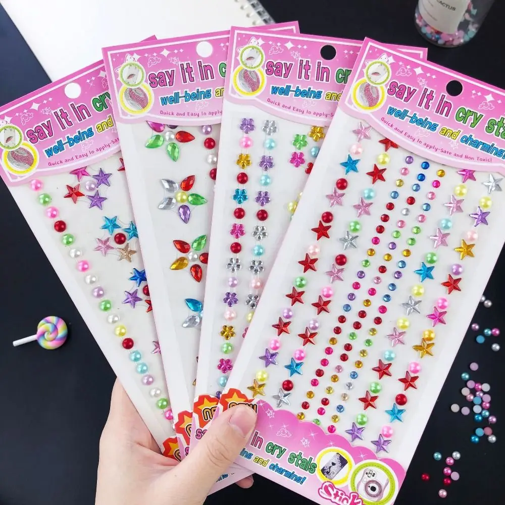 1sheet 3D Gem Stickers Acrylic Crystal Makeup Face Stickers DIY Decorations Rhinestone for Kids Girls