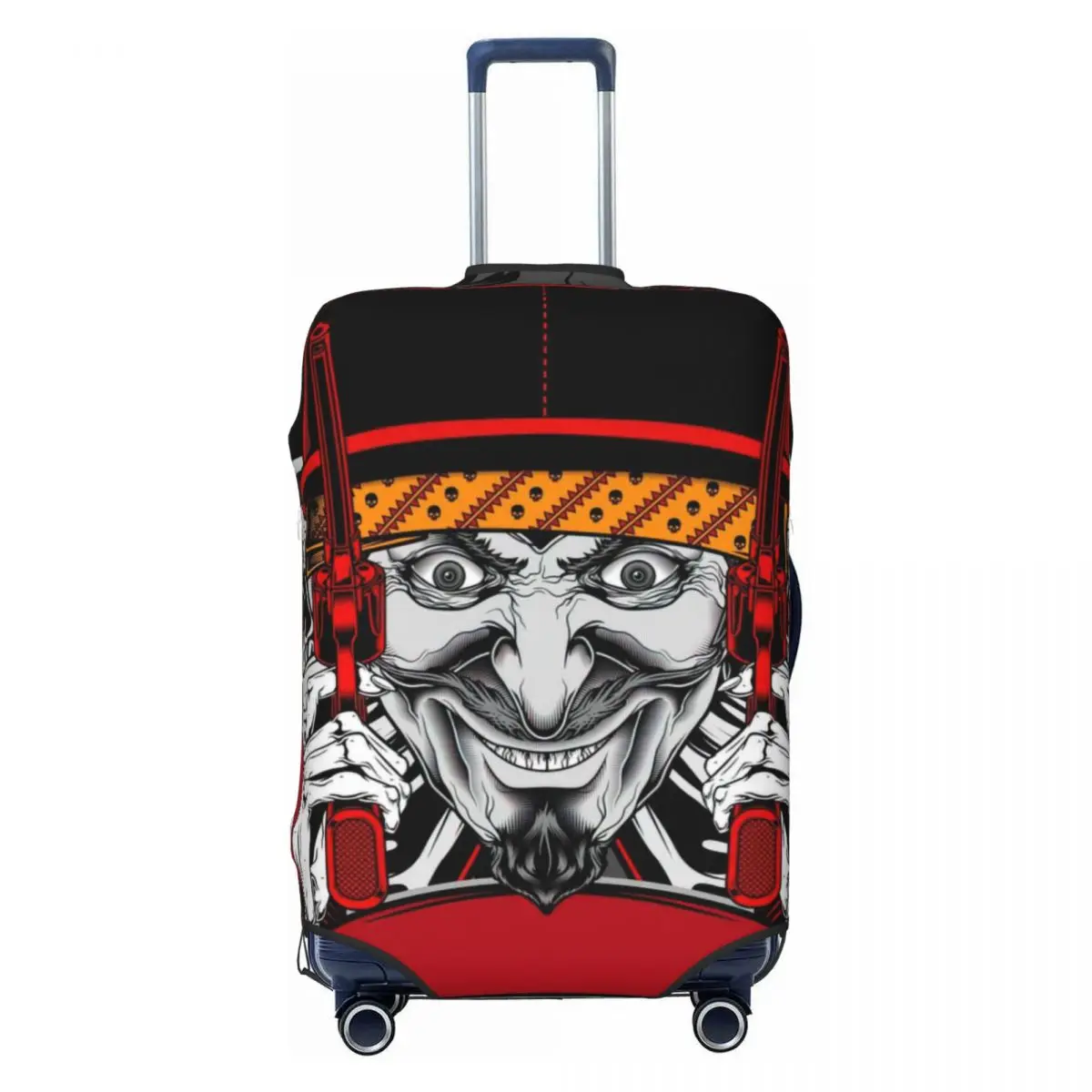 Skull Wearing Cap Handling Gun Vector Print Luggage Protective Dust Covers Elastic Waterproof 18-32inch Suitcase Cover