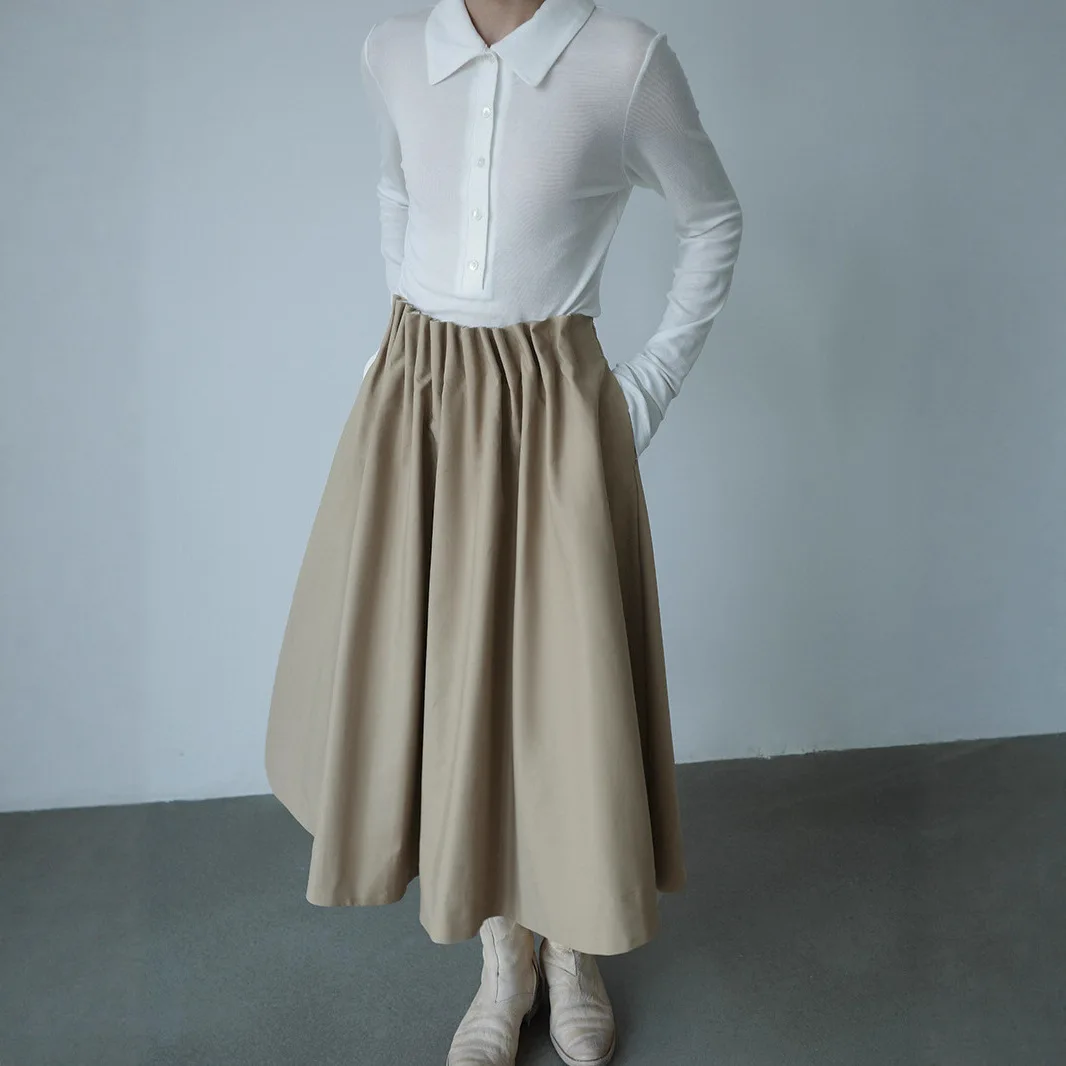 

Gagarich Autumn Winter New Japanese Fashion Temperament High Waist Half Skirt Casual Straightening Slimming Long Skirt Women