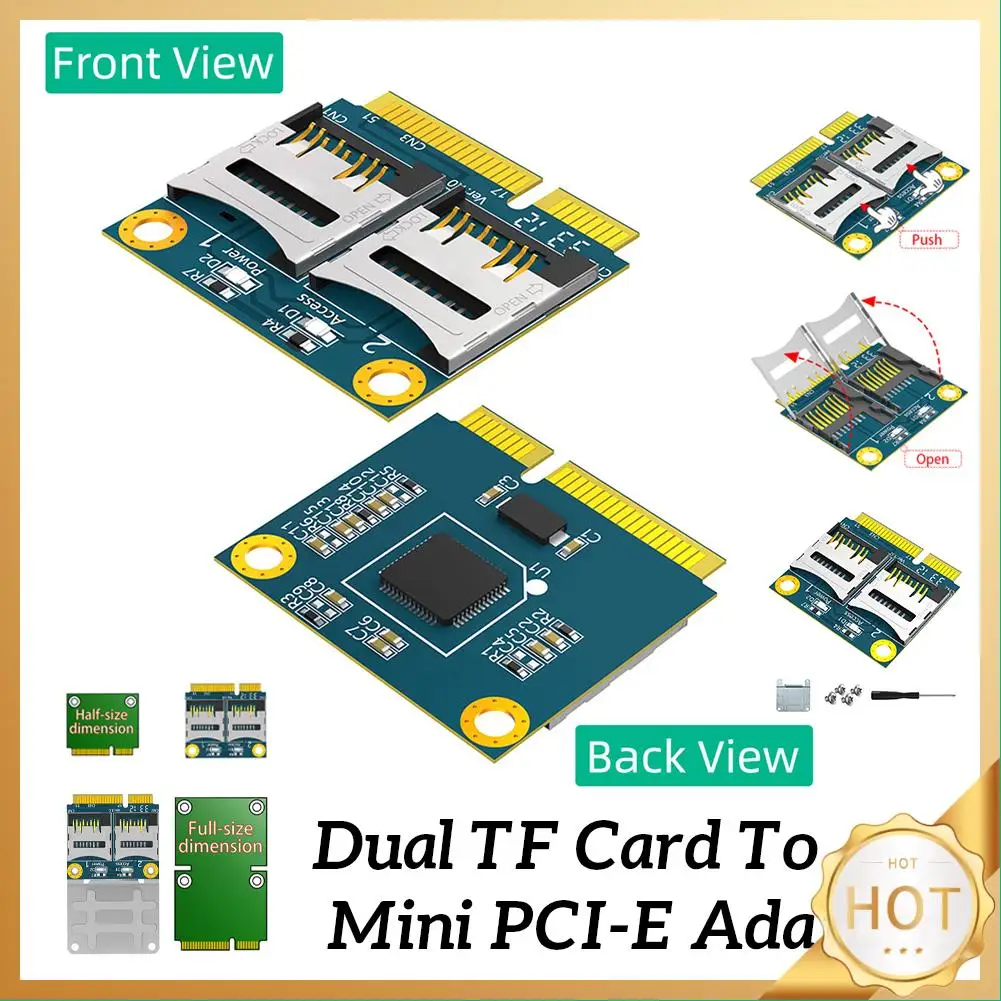 Adattatore doppia scheda TF a Mini PCI-E con convertitore per scheda di memoria a mezza staffa Adattatore Mini PCIe per tutti gli slot per schede Mini PCI Express