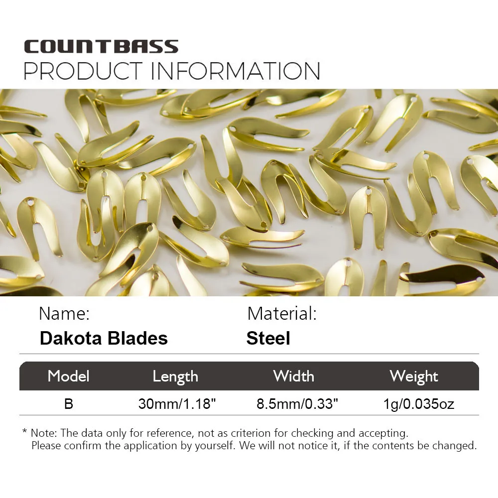 Countbass 50pcs Steel Dakota Blades For Kokanee Walleye Rigs Worm Harnesses