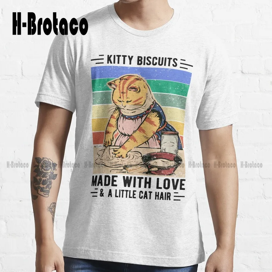 Kitty Biscuits Made With Love And A Little Cat Hair Funny Baking Cat, Kitty Lover Gift Trending T-Shirt Xs-5Xl Custom Gift