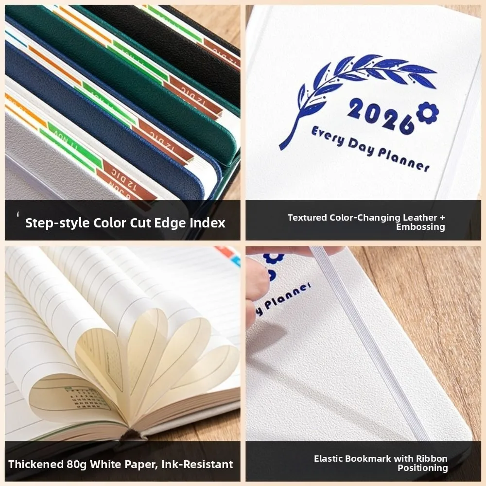 English 2026 Schedule Planner Notepad 12 Months Wear-resistant To-do List Notebook Bookmark Simple A5 Agenda Planning Notebook