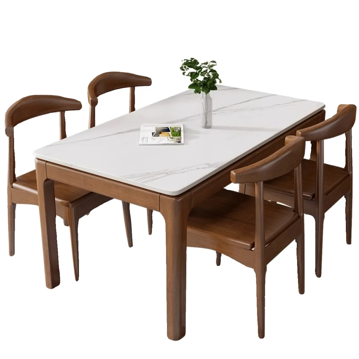 All solid wood rock slab dining table Light luxury dining table Household rectangular dining table