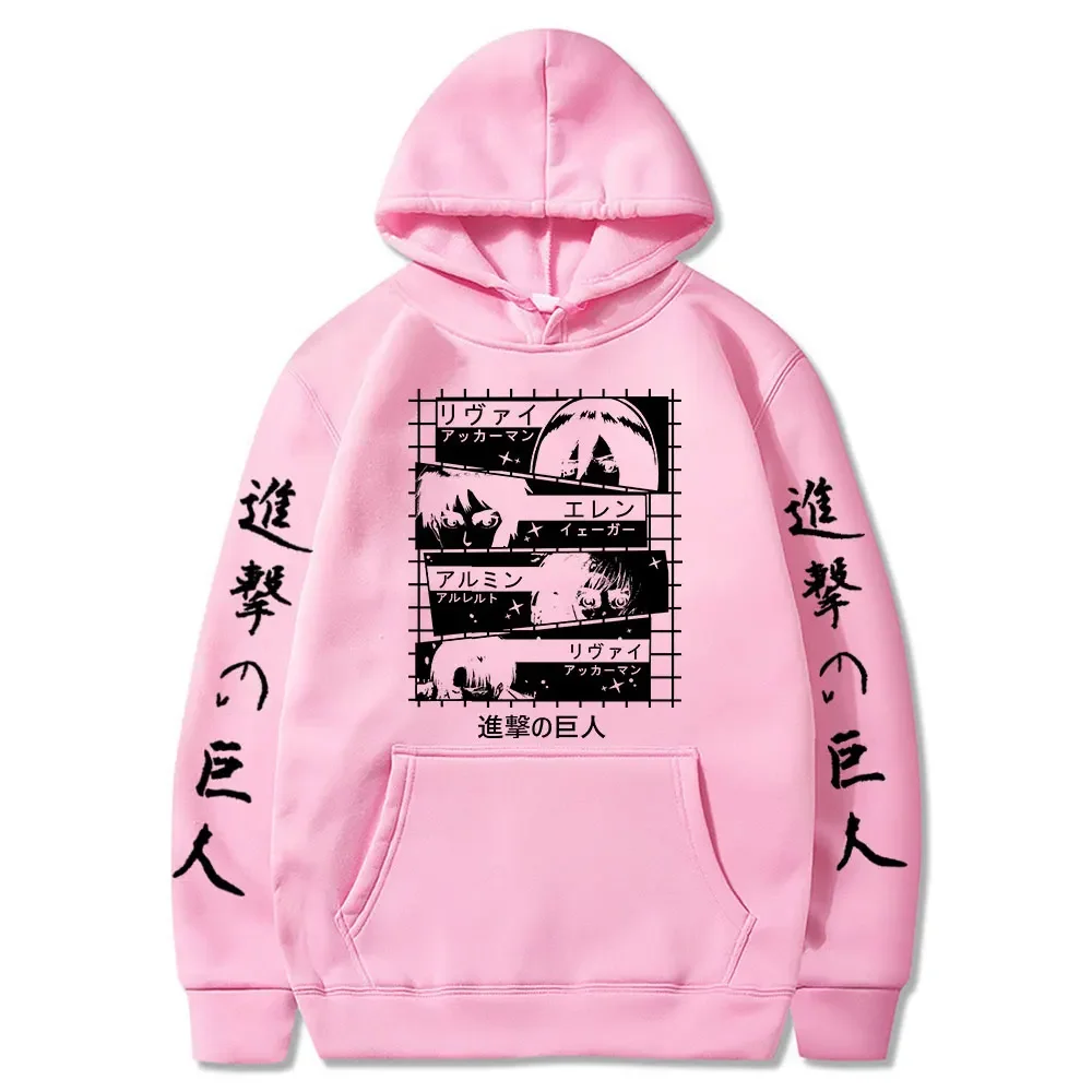 Hot Anime Attack On Titan Hoodie Levi Ackerman And Eren Yeager Graphic Printed Hooded Men Women Hoodies Harajuku Male Sweatshirt