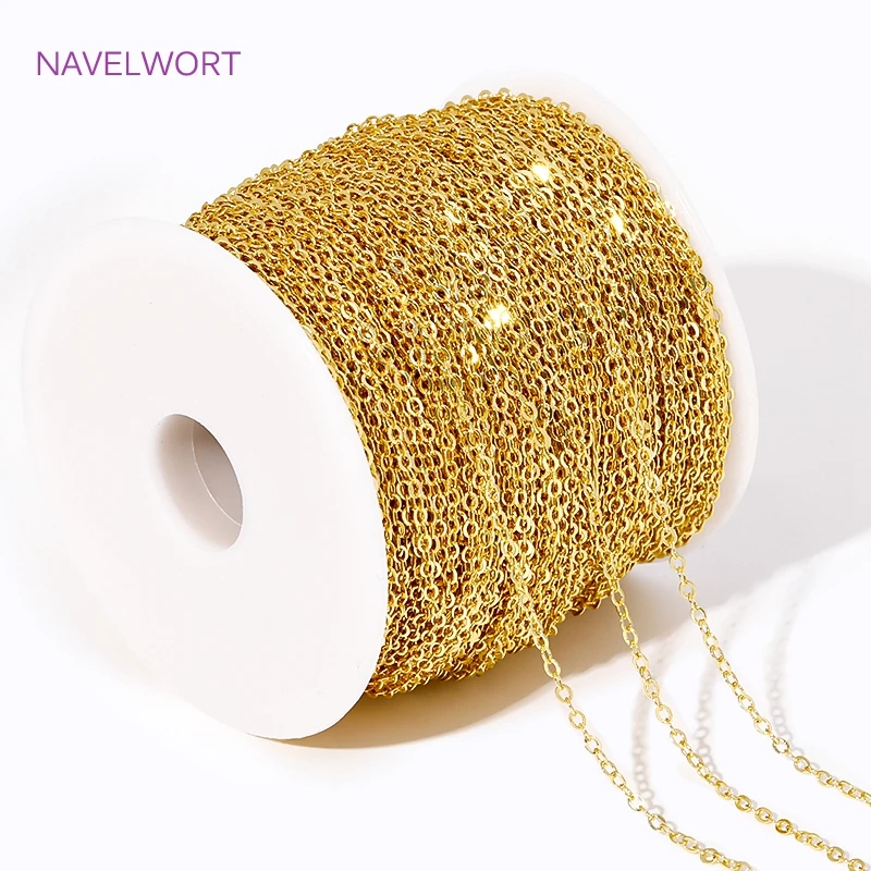 Wholesale Thin Chains 18K Gold Plated 2.0MM O Chains For Jewelry Making,Brass Metal Bulk Chain,DIY Necklace Bracelet Findings