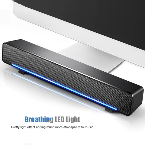 Portable Soundbar USB Wired Stereo Soundbar Music Player Bass Surround…
