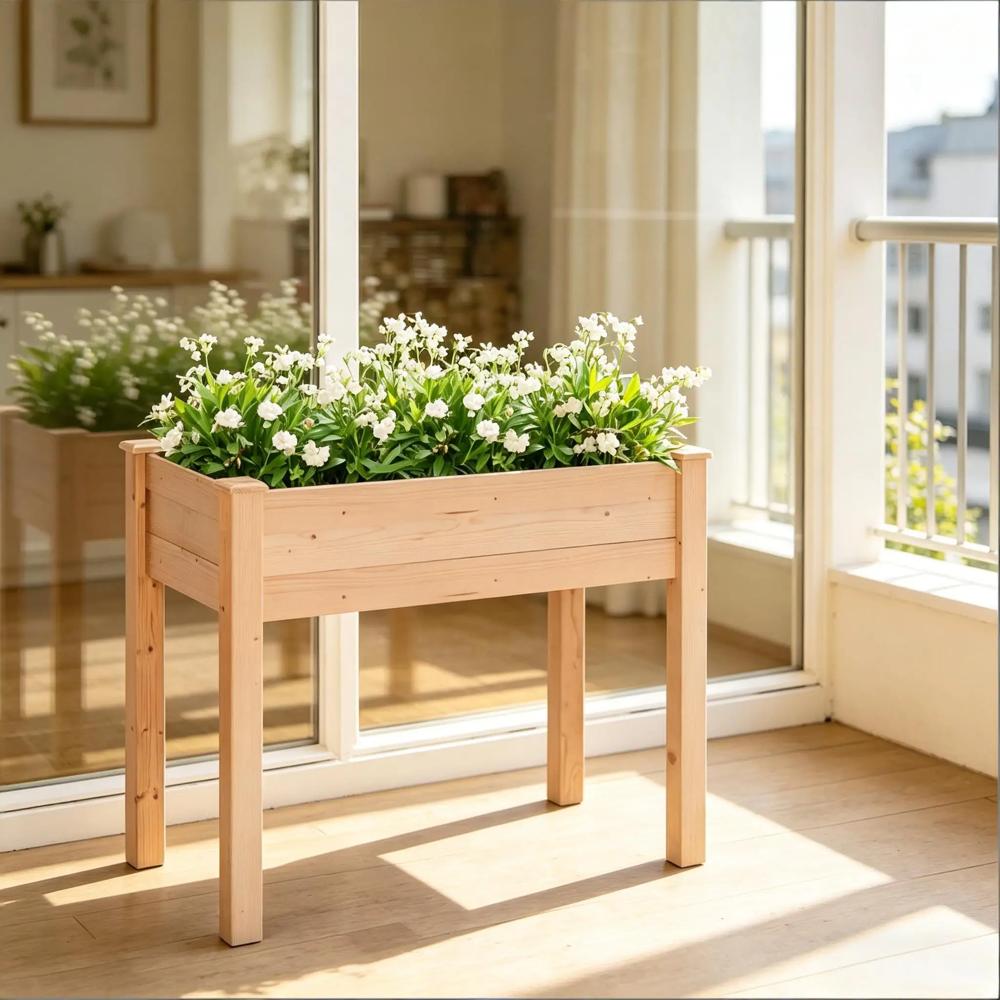 Wooden Planter Box,Elevated Garden Bed,Vegetables Planter Box