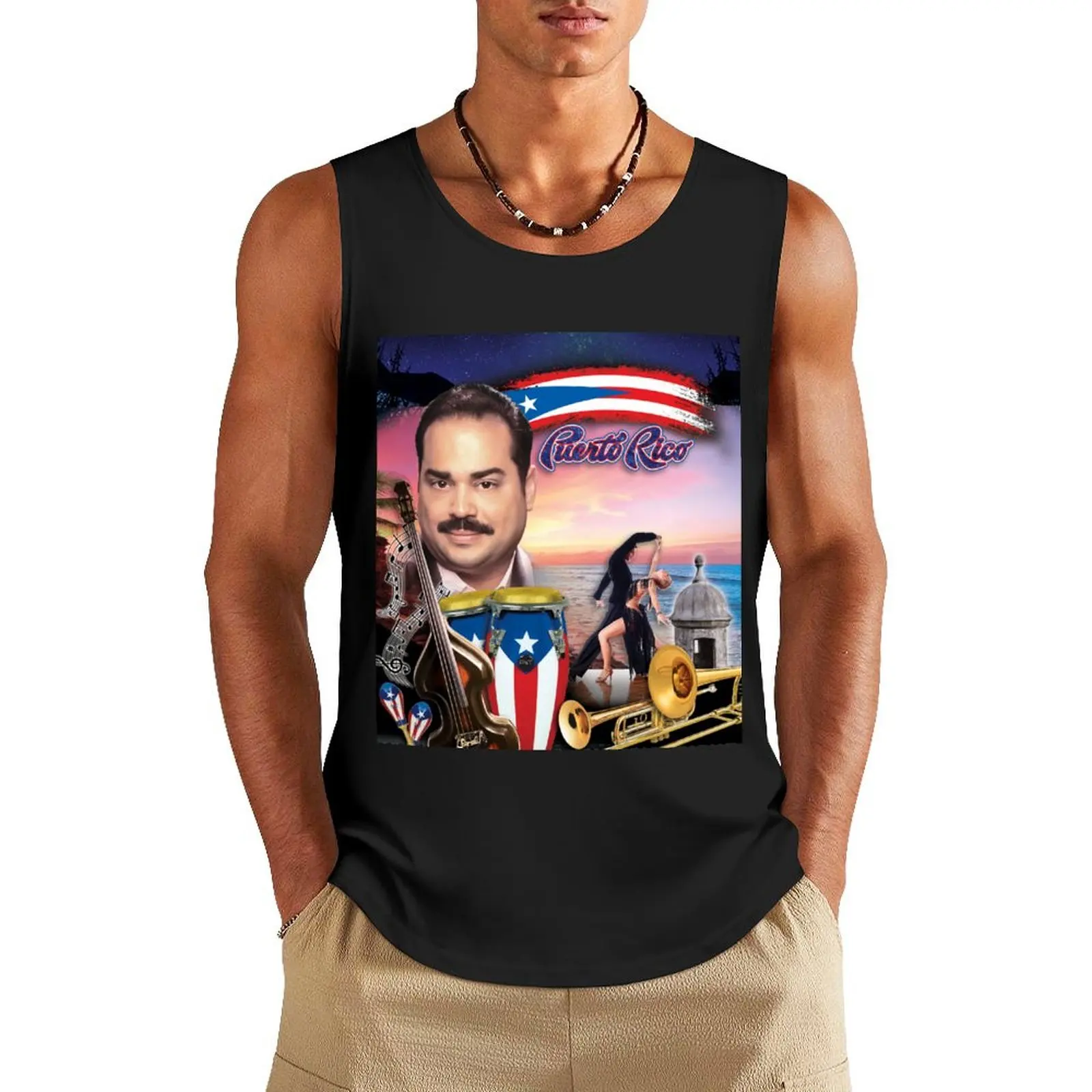 Gilberto Santa Rosa, Puerto Rico Tank Top vest for men Sports clothing mens designer clothes Men's summer clothes 2024