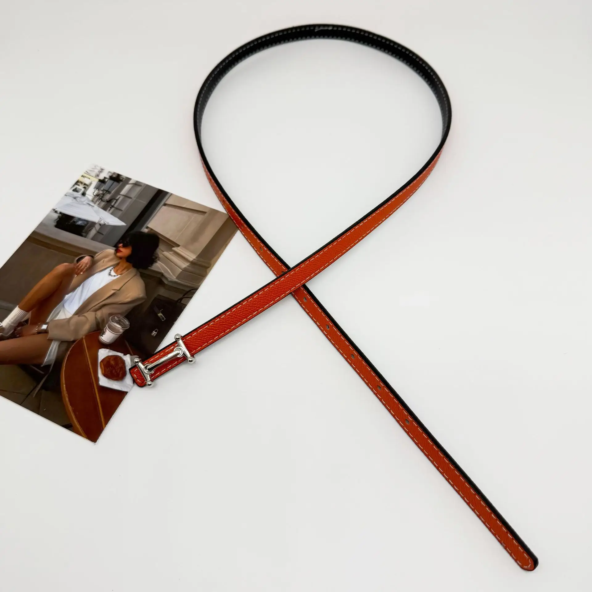 New Luxury Design Fashion Jeans Decorative Women's Retro Decorative Belt Double-sided Leather Belt Women's Alloy