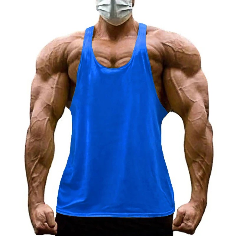 Summer Cotton Gym Fitness Clothing Bodybuilding Stringer Tank Tops Y-back Breathable Sleeveless Shirts Mens Workout Muscle Vests