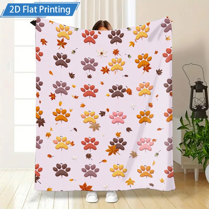 1 قطعة بطانية الفانيلا الخريف باو طباعة الصوف بطانية لينة مريحة الخريف موضوع الحيوانات الأليفة عاشق رمي بطانية للأريكة أو السرير