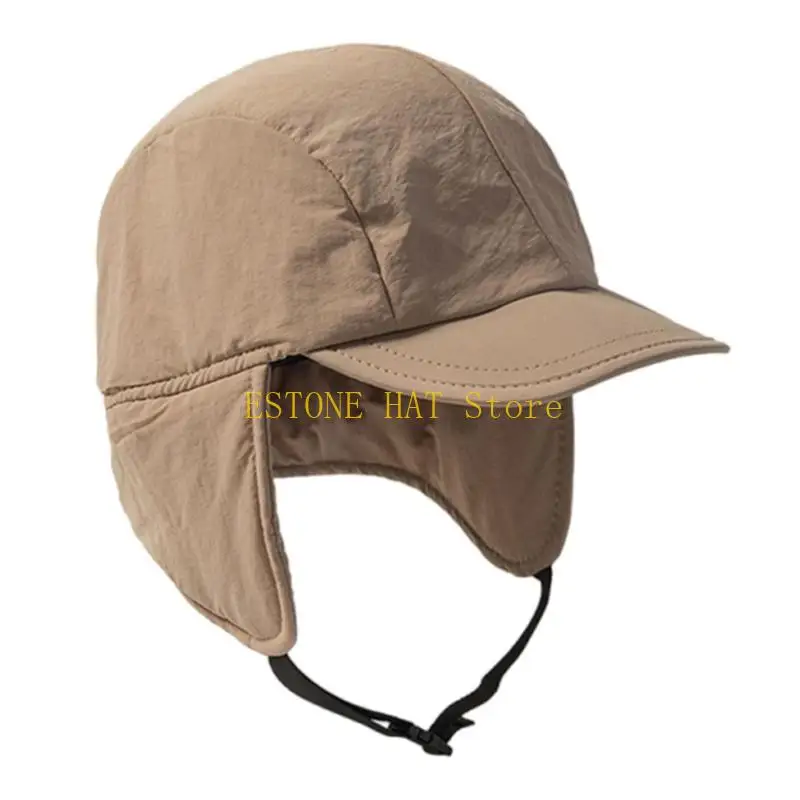 49MF Fashion Sports Hip Hop Baseball Hat Unisex Quick Dry Hat with Exquisite Ear Warmer Morandi Detail for Trending Appeal