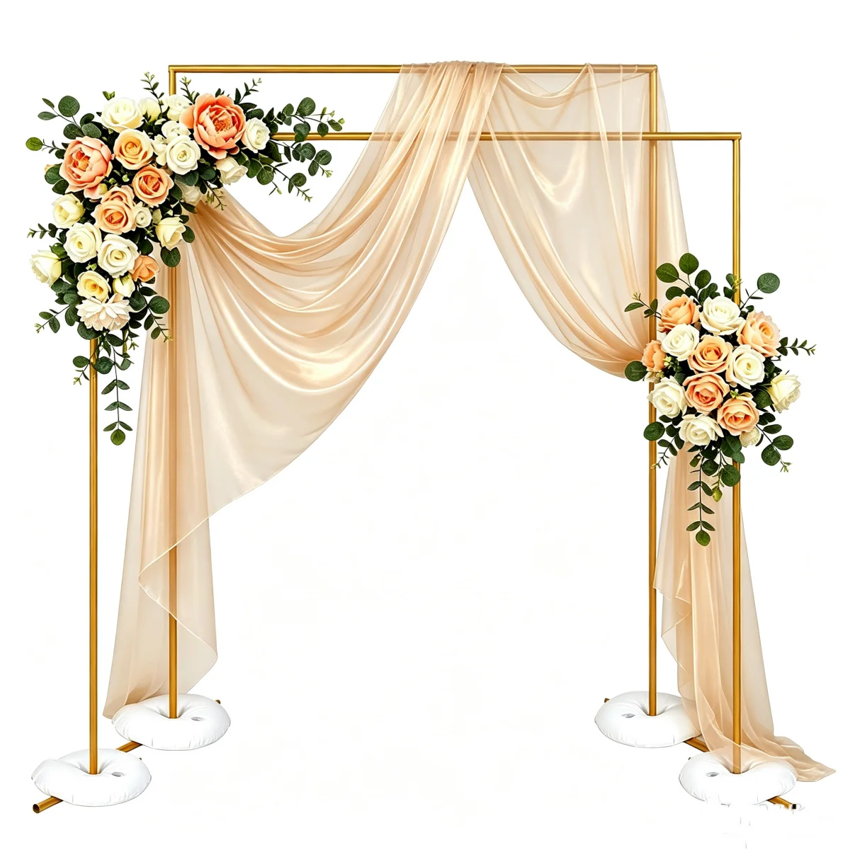 Supporto per fondale ad arco in metallo dorato riutilizzabile 1,5×2M 2×2M, struttura ad arco rotonda per matrimoni, supporto fai-da-te per palloncini, fiori e tulle per decorazioni di compleanni, baby