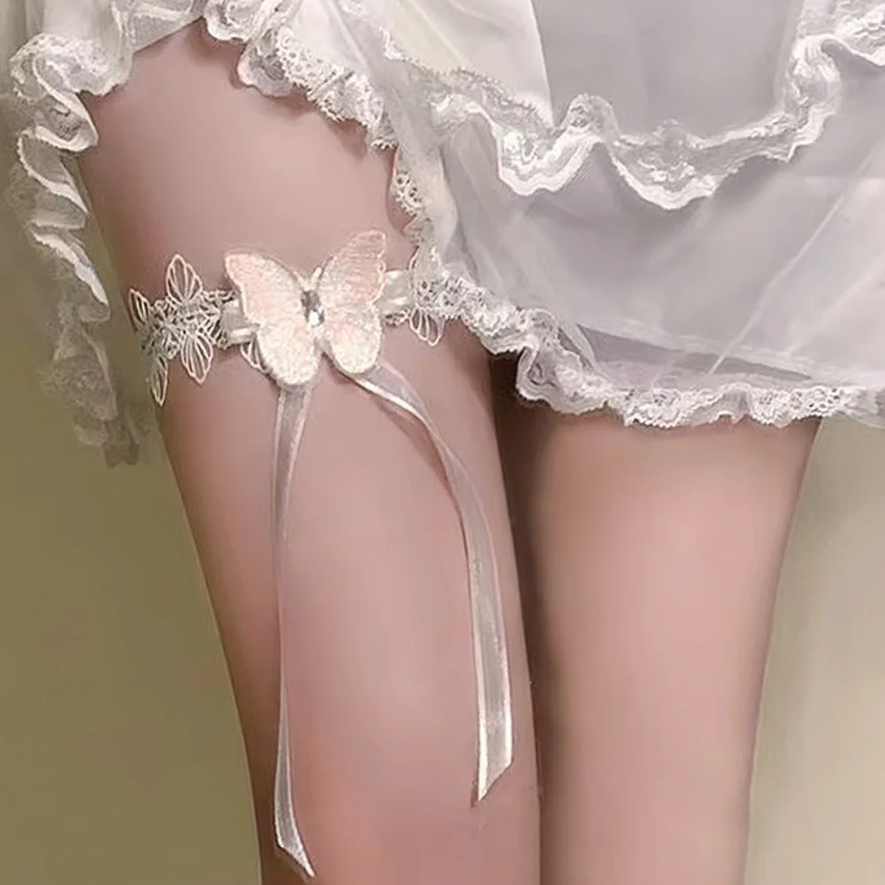 Sex Bdsm accessories White Butterfly Lace Leg Loop Leg Strap Adjustable Leg Chain Women neck strap lingerie decoration sex suit