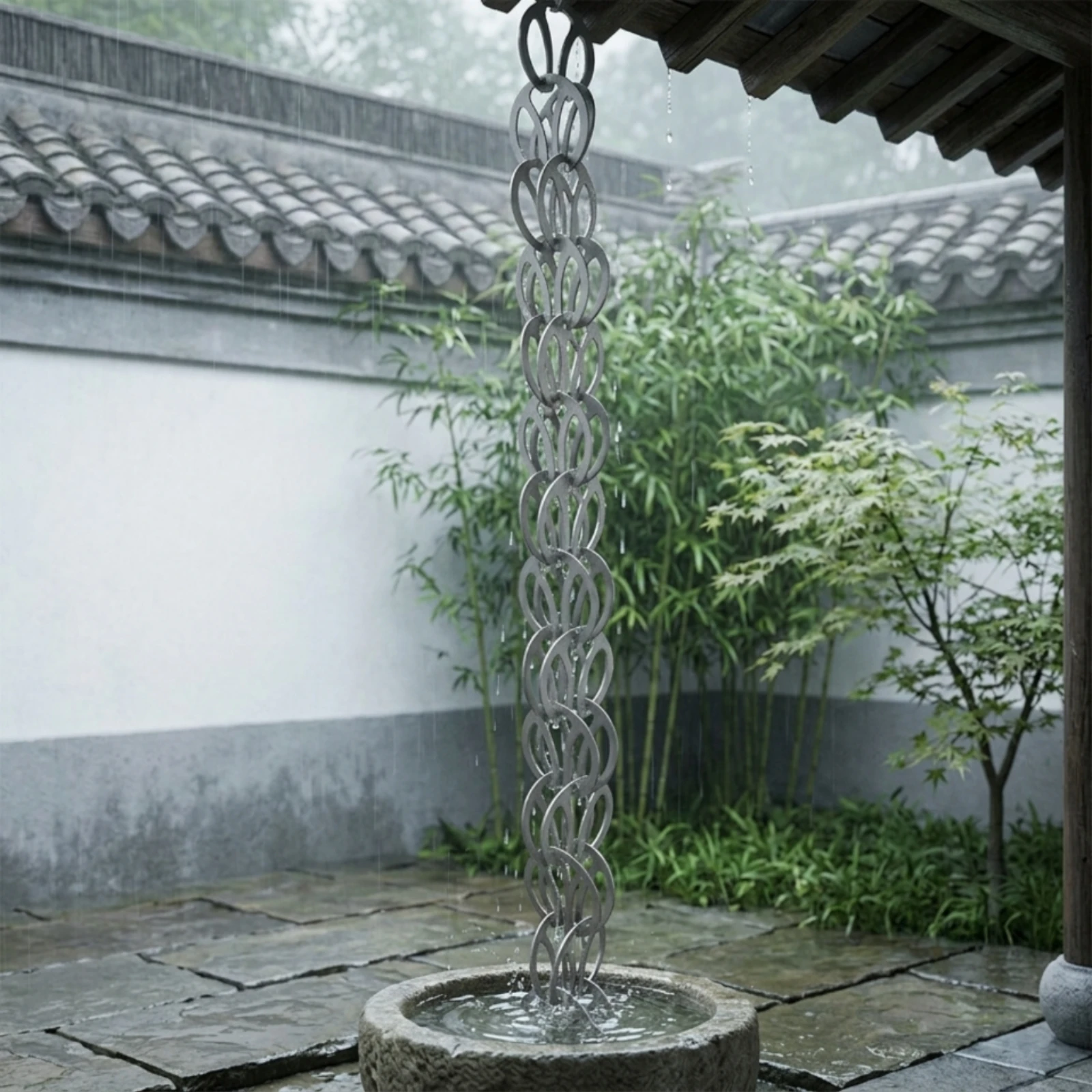 Rain Chain with Oval Links Architectural Aluminum Rain Chain Hardware Modern Contemporary for Homeowners, Gutters, Eaves