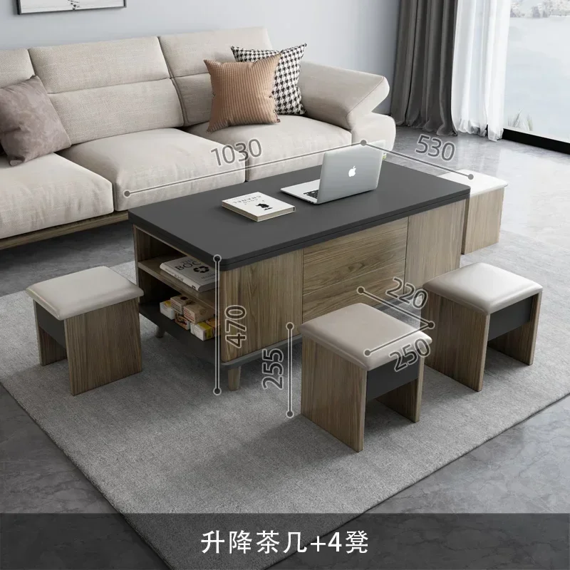 

Creative Folding Dining Table Dual-Use Small Apartment Simple Unique Living Room Retractable Lifting Coffee Table Furniture