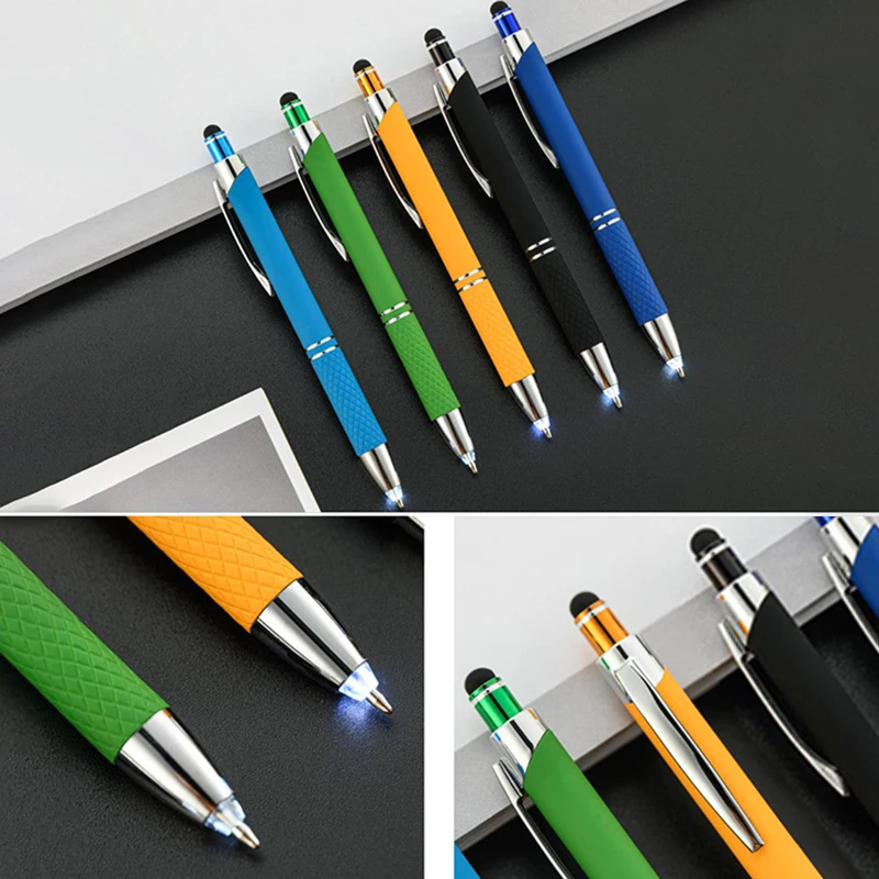 1PC 3 In 1 Touch Screen Stylus Ballpoint Pen With LED Light For iPad Iphone School Writing Pens
