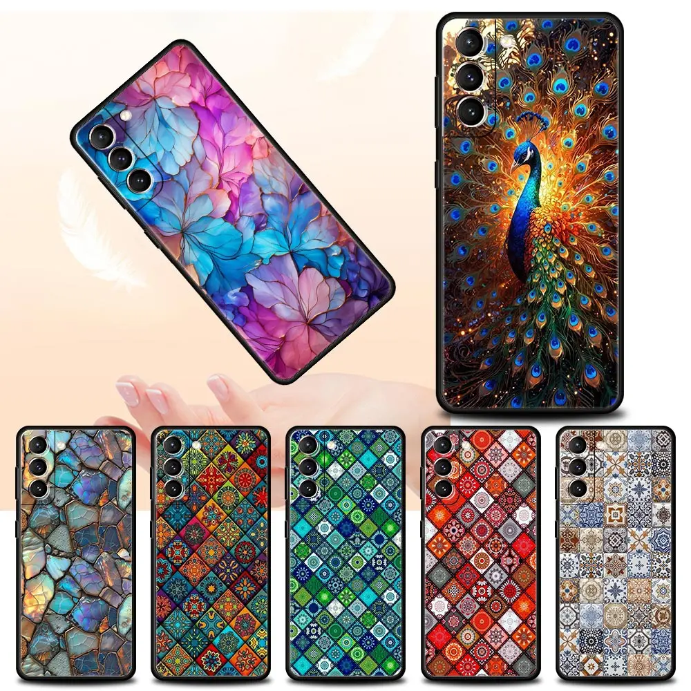 Mandala flower totem Phone Case For Samsung Galaxy S24 S23 S22 Ultra S20 S21 FE 5G S10 S9 Plus S10E S8 S7 Soft Silicone Cover