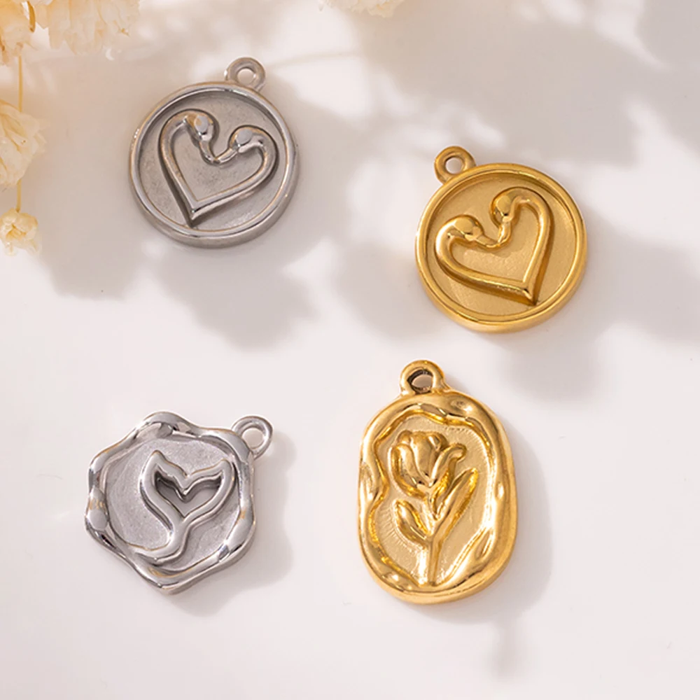 5pcs Gold Stainless Steel Rose Heart Mermaid Tail Charms Pendants for Jewelry Making Charms Bracelets Necklace Earring DIY Craft image 5